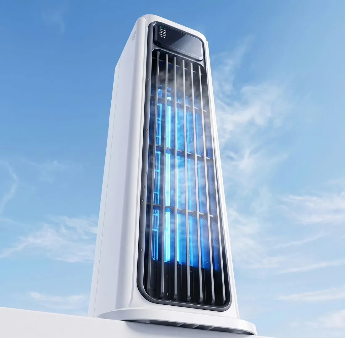 AirZuma — rafraîchisseur d'air portable sans pales en utilisation